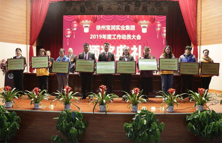 爱游戏网页版2019年度工作动员大会---集团公司领导为先进单位和先进个人代表颁奖