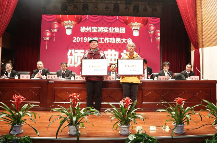 爱游戏网页版2019年度工作动员大会---集团公司领导为先进单位和先进个人代表颁奖