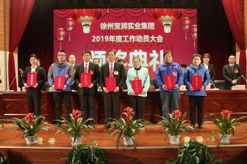 爱游戏网页版2019年度工作动员大会---集团公司领导为先进单位和先进个人代表颁奖