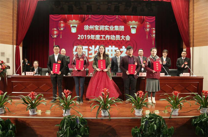 爱游戏网页版2019年度工作动员大会---集团公司领导为先进单位和先进个人代表颁奖